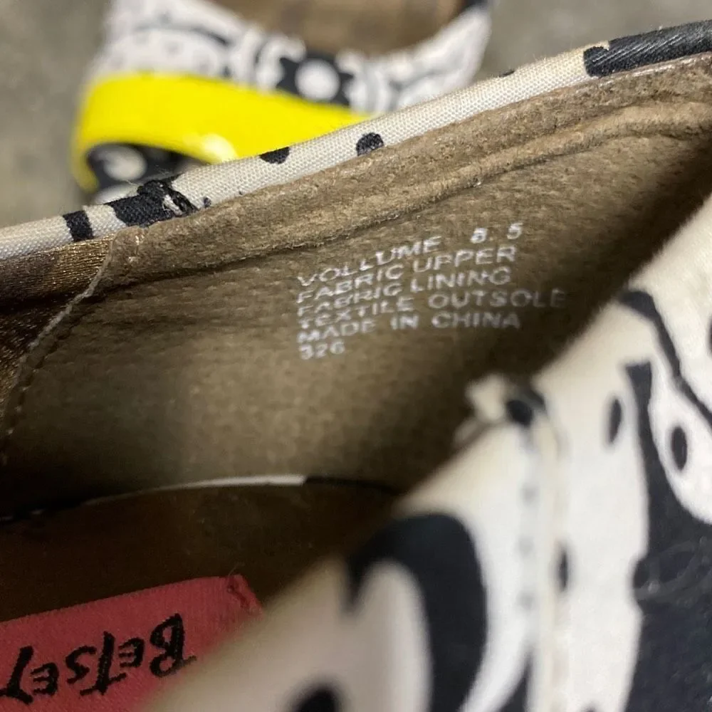 Betsey Johnson Black-White-Yellow Peep Toe Platform Stiletto Heels Size 8.5 - Picture 12 of 12